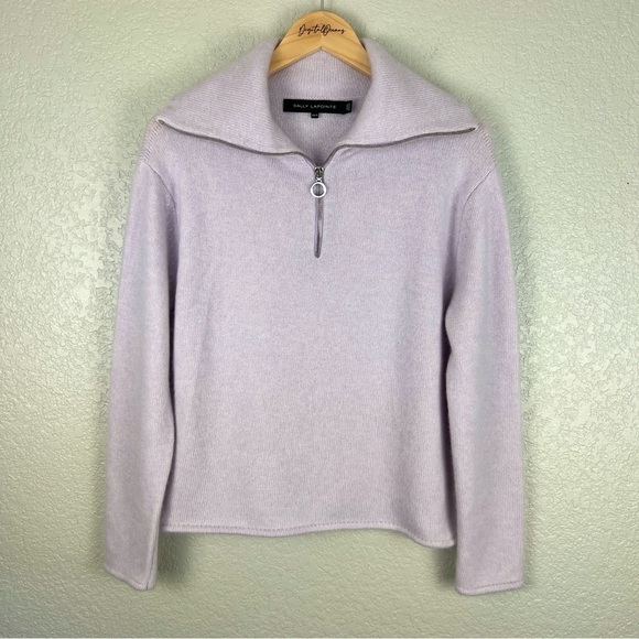 LaPointe Cashmere Silk Lavender Sweater XS/S Quiet Lux EUC Purple Spring Pastel - Picture 4 of 10